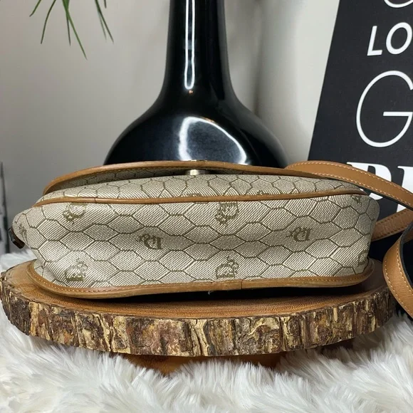 Christian Dior Vintage Honeycomb with Tan Leather Crossbody - Picture 6 of 8